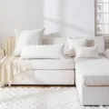 White corduroy throw pillow and long body pillow set, soft textured strip cushion cover. - Off White
