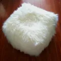 Wit shaggy poef kussen detail, zacht pluche luie sofa tatami zitkussen voor thuis relax. - 30x45x45 cm (alleen hoes) / Wit