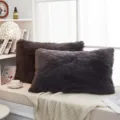 Housse de coussin moelleuse en peluche gris foncé douce pour canapé salon chambre lit - 30x50cm (Sans Noyau) / Gris foncé