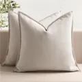 Beige Chenille Kissen mit Fischgrätmuster, detailierte Sofakissen Ansicht für Dekoration. - 45x45cm (Kissenbezug) / Milchtee-Farbe