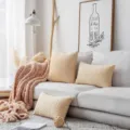 Nordisch gestrickter Kissenbezug beige Blattmuster Kissenhülle für Sofa Wohnzimmer Deko - Camel
