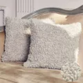 Nordische Boucle Kissenbezug Stoffdetail, flauschige Schafwolle Textur Nahaufnahme fur Sofa. - 30*50cm (Kissenbezug) / Grau