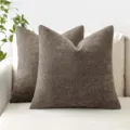 Chenille kussenhoes bruin vierkant decoratief sierkussen voor bank in de woonkamer - 45*45cm (Kussensloop) / Grijs