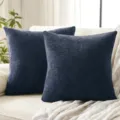 Textured navy blue chenille throw pillow cover for cozy sofa bed decor and living room setup. - Navy Blue