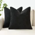 Zwart chenille sierkussen voor bank en bed, getextureerd vierkant kussen voor interieur. - 45*45cm (Kussensloop) / Zwart