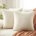 Chenille throw pillow cover, cream white decorative cushion for sofa, bed and living room decor. - 30x50cm (Pillow Cover) / White
