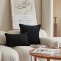 Skandinavische schwarze Flanell Kissenbezüge Blattmuster dekorative Sofakissen Wohnzimmer - 30*50cm (Kissenbezug) / Schwarz