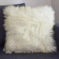 Coussin décoratif en fausse fourrure, coussin moelleux en peluche blanche pour canapé. - 45*45cm (Taie d'oreiller) / Blanc ivoire teint en brun