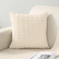 Beige Kord Kissenhuelle weich strukturierter quadratischer Kissenbezug fuer Sofa Bett Deko - 30x50cm (Kissenbezug) / Weiß