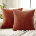 Textured chenille throw pillow for living room sofa and bed, soft decorative cushion cover. - 30x50cm (Pillow Cover) / Caramel color