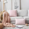 Nordisch rosa gestreifter Kissenbezug mit Blättermuster für gemütliche Wohnzimmersofa Dekoration. - 30*50cm (Kissenbezug) / Rosa