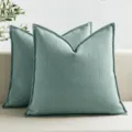 Chenille chevron throw pillow cover for living room sofa bedroom home decor elegant square cushion. - Lake Green