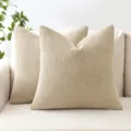 Zacht effen chenille sierkussen voor bank bed, elegante woondecoratie kussensloop. - 45*45cm (Kussensloop) / Beige