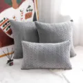 Nordisch Flanell Blattmuster Kissenbezug Grau Sofa Kissen Hülle Schlafzimmer Deko - 30*50cm (Kissenbezug) / Grau