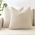 Beige gestructureerde chenille kussenhoes voor bank en bed, moderne decoratieve kussenhoes. - 45*45cm (Kussensloop) / Ivoor