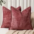 Housse de coussin en chenille bordeaux, coussin décoratif vintage luxueux pour canapé. - Bordeaux