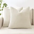 Beige chenille kussenhoes voor bank en bed, gezellig getextureerd decoratief kussen. - 45*45cm (Kussensloop) / Wit