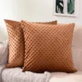 Brauner Minky-Punkt Kissenbezug, weicher Pluesch quadratischer Kissenwurf fuer Sofa Bett Heimtextilien - 30x50cm (Ohne Kern) / Karamellbraun