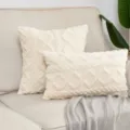 Fodera per cuscino peluche nordica in crema bianca quadrata e lombare decorativa per divano - Crema