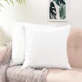 Funda de cojín decorativa blanca de terciopelo con topes, suave y cuadrada para el sofá. - Blanco Roto