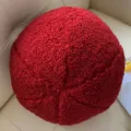 Red teddy fleece round throw pillow soft plush ball cushion for modern sofa bed decor - Diameter 30cm / Red