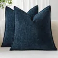 Donkerblauwe chenille bankkussen, dikke decoratieve kussenhoes voor de woonkamer. - 45x45cm (Kussenhoes) / Marineblauw