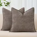 Brauner Kissenbezug aus Chenille im nordischen Stil, strukturierter Deko-Kissenbezug fürs Sofa. - 45x45cm (Kissenbezug) / Hellkaffee