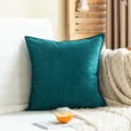 Dark teal chenille throw pillow, soft couch cushion and modern bedroom bed backrest decor. - 45x45cm (Pillow Cover) / Turquoise