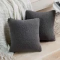 Donkergrijze teddy fleece kussensloop, zachte sherpa vierkante kussenhoes voor de bank - 30*50cm (Kussensloop) / donkergrijs
