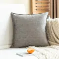 Grey chenille throw pillow, soft square cushion for sofa and bed, elegant home decor. - 45x45cm (Pillow Cover) / Light Gray