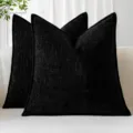 Zwarte chenille kussenhoes voor woonkamer bank slaapkamer bed decoratie artikelen - 45x45cm (Kussenhoes) / Zwart