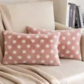 Rosa Pünktchen Plüsch Kissen weich flauschig Kunstfell Sofa Zierkissen für Deko - 45x45cm (Kissenbezug) / Rosa