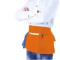 Orange Taillenschürze mit mehreren Taschen, kurze Polyester Kellnerschürze für Service. - Orange