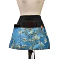 Waist apron with multi pockets and floral print, cotton polyester blend, ideal for work use. - Floral Patterns