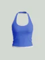 Γυναικείο Αθλητικό Top Fitness Yoga Colorblock Halter Seamless Γυμναστηρίου Vest - S / Μπλε της Λίμνης