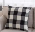 Black and white plaid pillow detail, soft fabric cushion cover for sofa and home decor. - 30*50cm (Pillowcase) / Gray