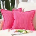 Rosa Kord gestreifter Kissenbezug Detail, moderner minimalistischer Kissenbezug für Sofa Büro. - 30x50cm (Nur Kissenbezug) / Fuchsia