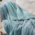 Soft blue flannel throw blanket detail, cozy cable knit texture for home sofa and office use. - 150*200cm / Lake Blue