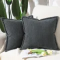 Dunkelgrauer Kord Kissenbezug 2er Set, moderne minimalistische gestreifte Sofakissen Hülle Deko. - 30x50cm (Nur Kissenbezug) / Dunkelgrau