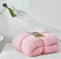 Pink flannel sherpa throw blanket, soft cozy fuzzy blanket for sofa bed home use - 150*200cm / Pink