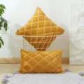 Gele wafel textuur sierkussen en comfortabel lendenkussen set voor bank en woonkamer - 30*50cm (Zonder Vulling) / Gembergeel