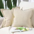 Corduroy throw pillow cover modern minimalist solid color decorative pillowcase for sofa home. - Off White