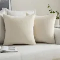 Housse de coussin carree texturee beige, etui de coussin en tissu pour canape lit - 30*50cm (Taie d'oreiller) / Blanc