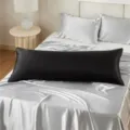 Cuscino lungo nero in raso, morbido cuscino da letto liscio, fodera di supporto di sonno. - 50x70cm (Federa) / Nero
