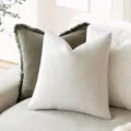 Solid chenille throw pillow cover modern soft square cushion case for sofa living room decor - 45x45cm / White
