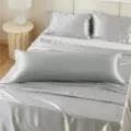 Cuscino lungo in raso grigio argento federa morbida set letto comfort di lusso - 50x70cm (Federa) / Grigio chiaro