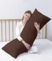 Comodo cuscino lungo marrone per letto e divano, cuscino rettangolare morbido lifestyle. - 50*75 cm (federa) / Caffè