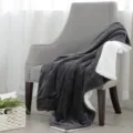 Solid color waffle fleece throw blanket with cozy sherpa backing for sofa and bed use. - 120x150cm / Dark Gray