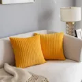 Gelbe Kord Zierkissen Set fuer Wohnzimmer Sofa Schlafzimmer Deko Kissenbezuege neu - 30x50cm (Ohne Kern) / Gelb