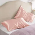 Taie d'oreiller en satin rose housse de coussin de lit douce et soyeuse taille standard - Rose racine de lotus